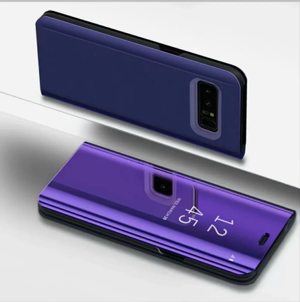 S10 плюс зеркало флип чехол для samsung S8 Plus чехол Вид из окна Smart Cover для samsung S6 S7 край A3 A5 A7 Примечание 8 9 J3 J5 J7 - Цвет: Purple