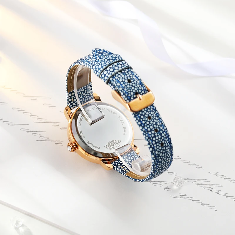 2016 TIME100 Модные часы Женщины Двойной Циферблат Кожаный Ремешок Дамы Наручные Часы