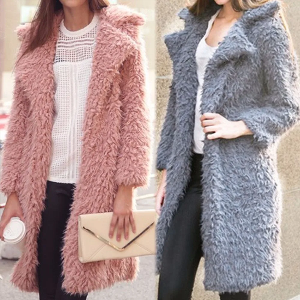 Зимнее женское пальто шерстяное с длинным рукавом 2019 новый длинный ворсистый