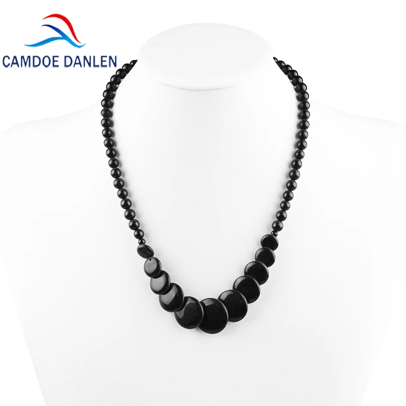 Ожерелье из натурального камня и оникса с круглыми бусинами 45 см | Украшения