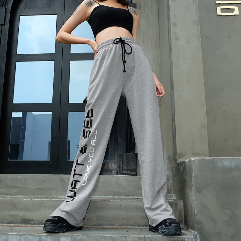 WEANIA 2018 Autumn Women Fashion Letter Print Pocket Harem Pants Female High Waist Lace Up Streetwear Full Length | Женская одежда