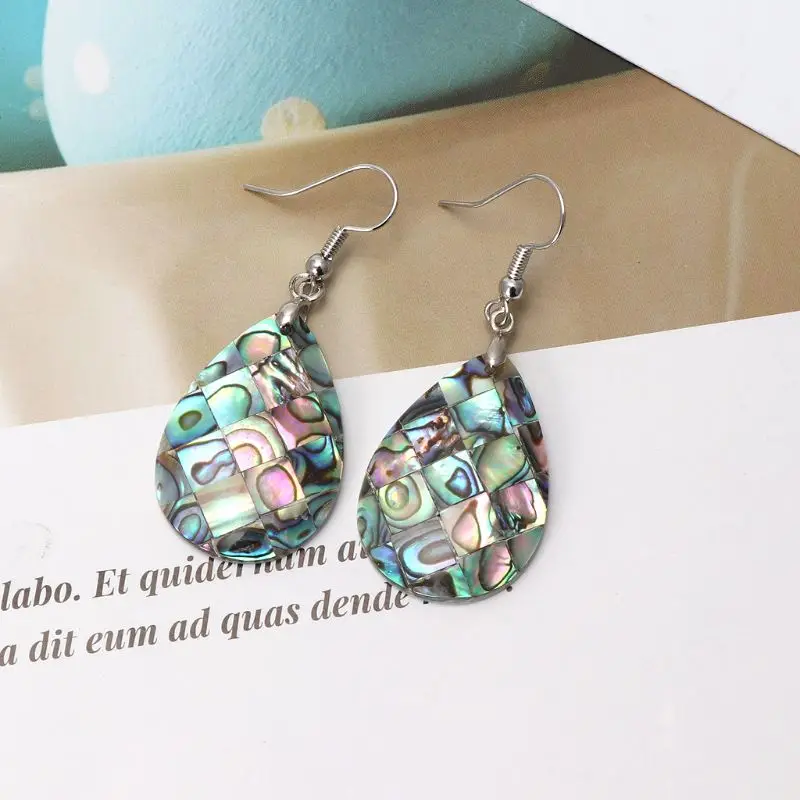 Женские Висячие серьги Крючки из натурального ракушка Paua Abalone модные ювелирные