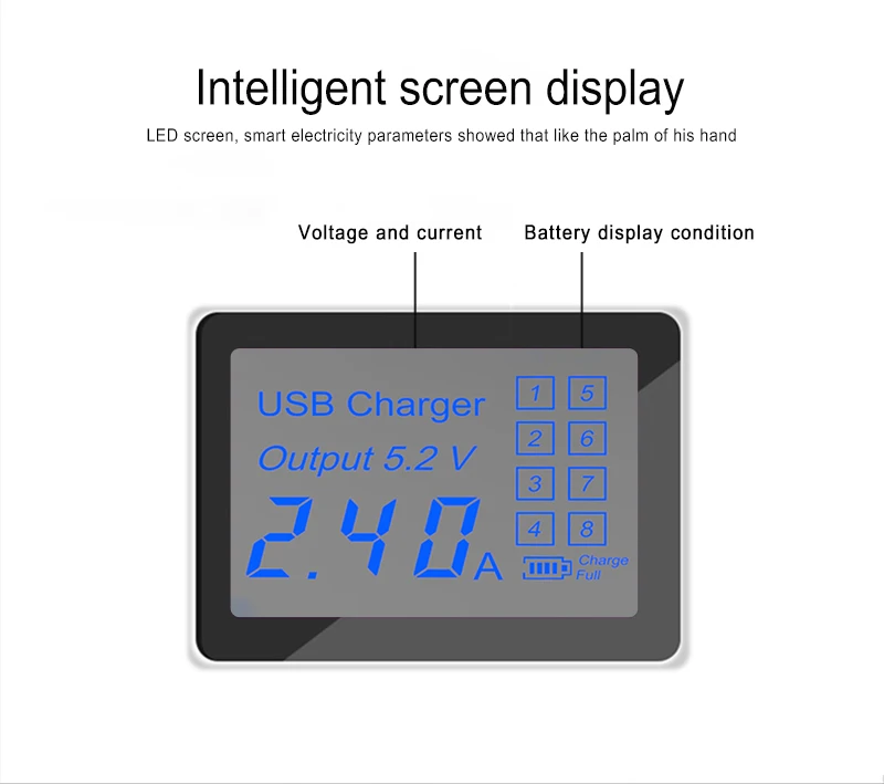 Умное зарядное устройство с 8 USB портами и светодиодным дисплеем 3 0|Зарядные