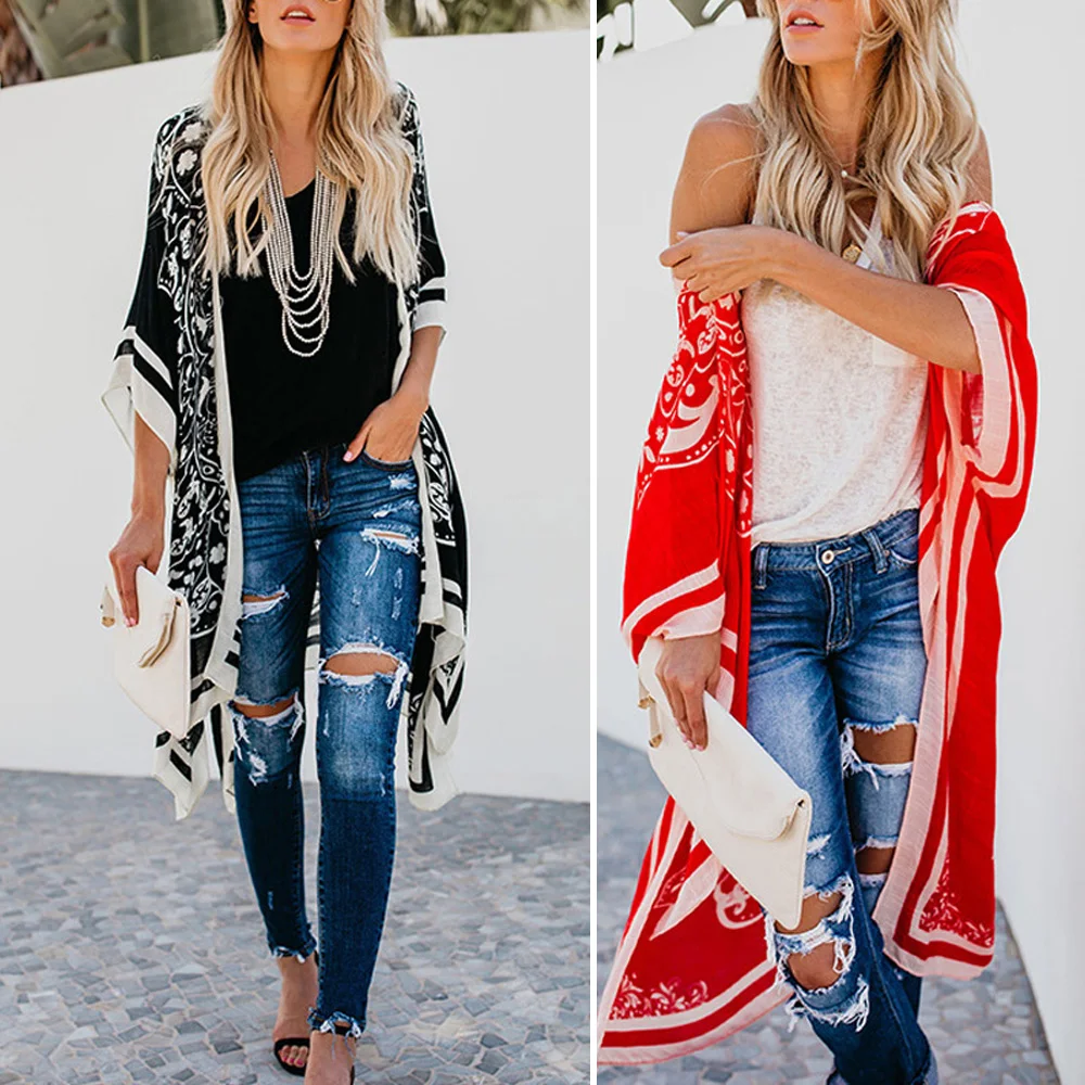 Женское пальто женская пляжная летняя Свободная Повседневная модная блуза для