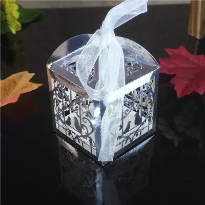 silver 50 шт. в форме птицы полые рамки Конфеты Подарочная коробка Романтическая свадьба как для украшения детского душа вечерние украшения 5ZT02 - Цвет: silver