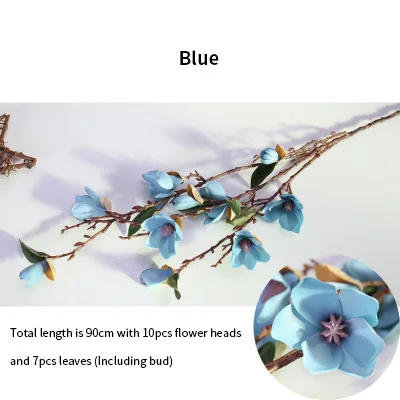 blue Искусственная Магнолия, цветы, длинный стебель, поддельная Магнолия, цветы, свадебное украшение, магнолия, искусственная Орхидея, цветок, украшение для дома, отеля - Цвет: blue