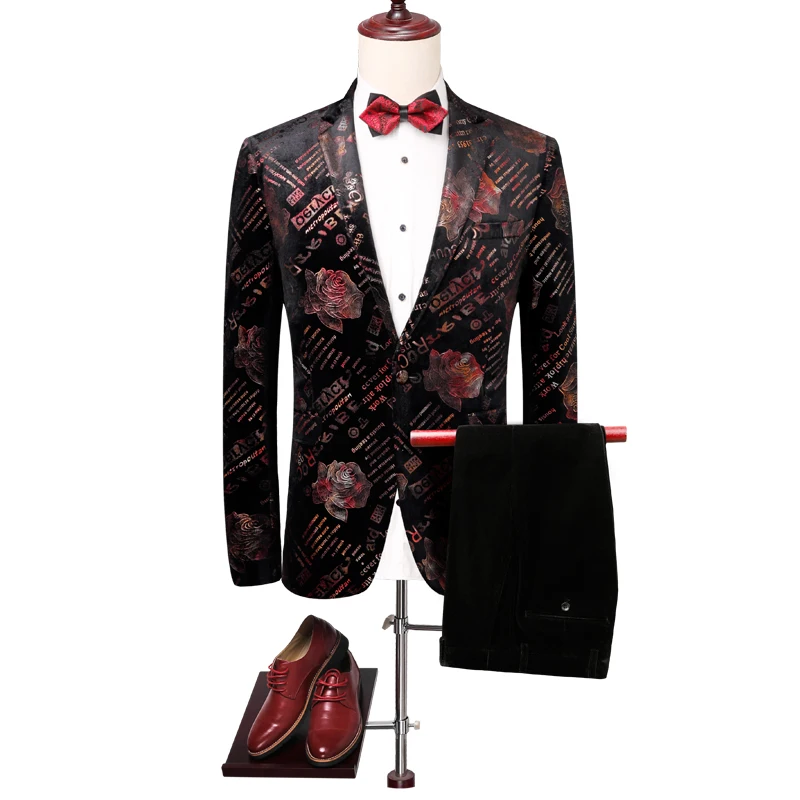 Хорошее качество slim fit мужской костюм куртки и брюки плюс размер 5xl роскошные