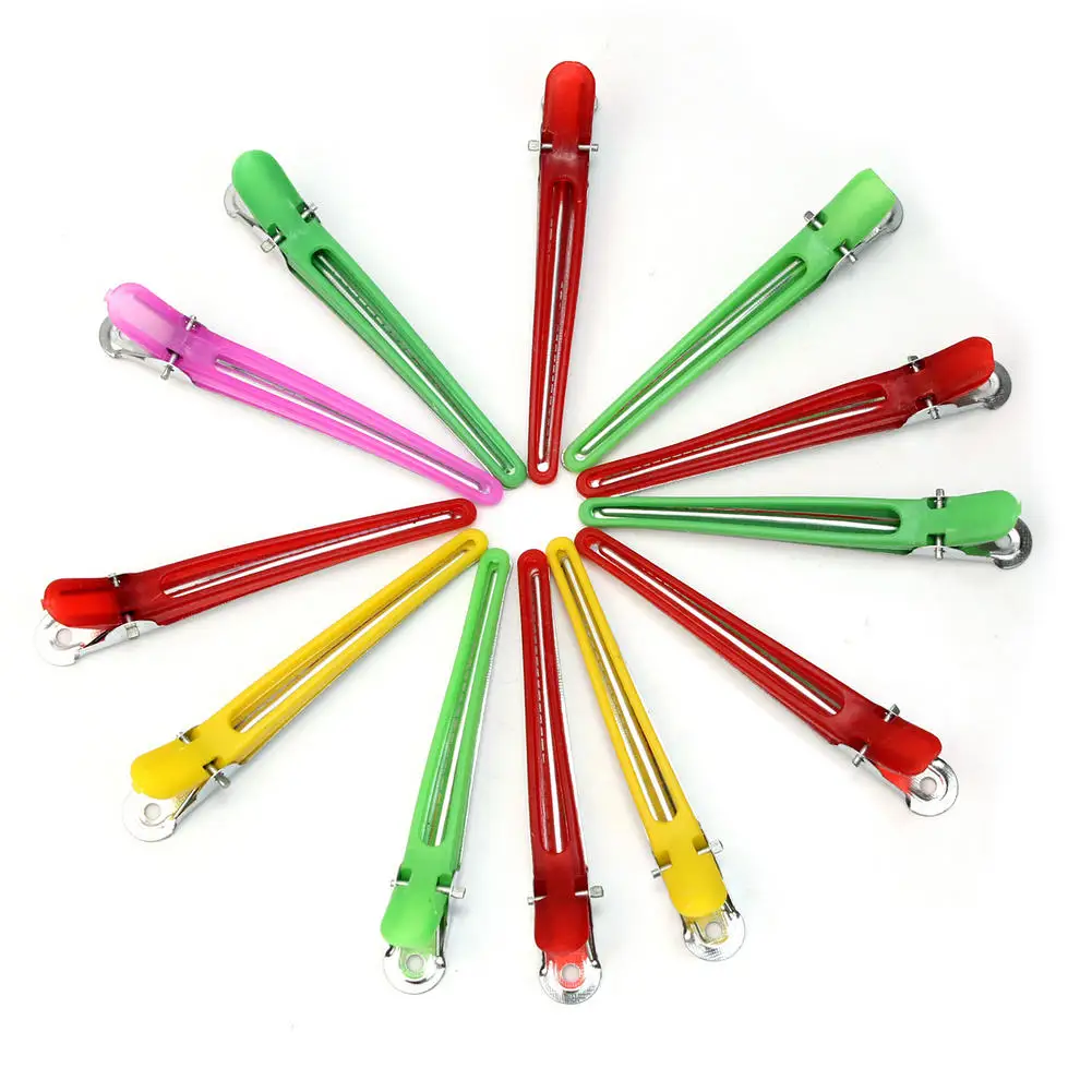 

Hot Sale 12 Pcs Colorful Hairdressing Clips Duck Clamps Hair Salon Styling Grip