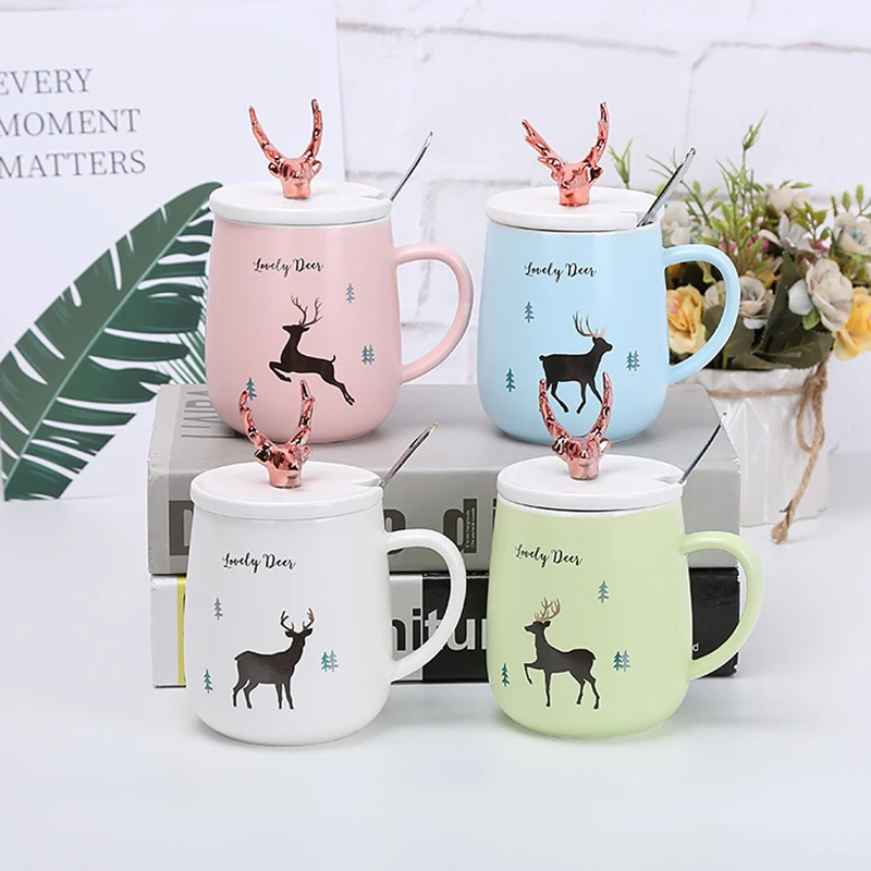 Кофейные чашки с рисунком оленя рождественские керамические подарочные кружки