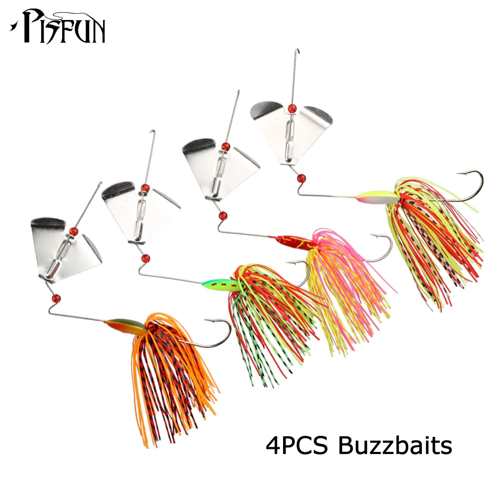 Pisfun 4 шт. Рыболовные Приманки с Юбки 16 г Buzzbait Отражать Свет Metal Blade Бас Трудно