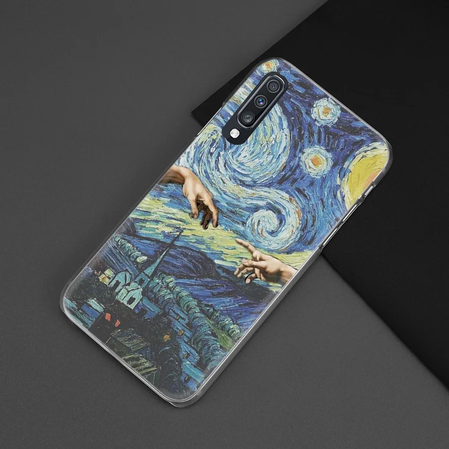 Ван Гог небо чехол для samsung Galaxy A50 A70 A80 A20e A60 A40 A30 A20 A10 A8 A6 плюс A9 A7 жесткий поликарбонатный люксовый чехол для телефона с бумажником и крышка