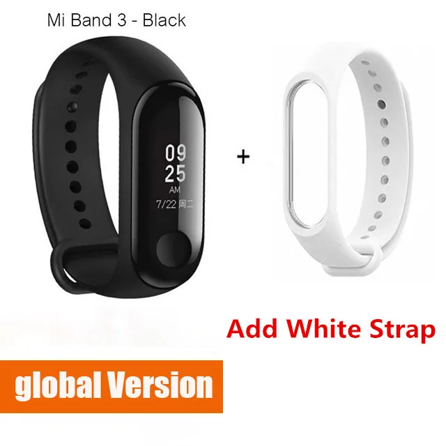 Global add White Xiaomi mi Band 3 умный фитнес-браслет трекер Смарт-часы браслет OLED тачпад монитор сна Пульс mi Band 3 - Цвет: Global add White