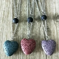 colorful heart lava stone necklace diy volcano stone aromatherapy essential oil diffuser multilayer necklace for women jewelry