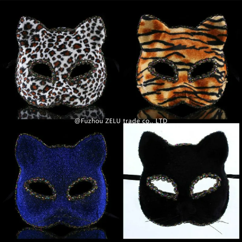 Zljq Творческий Хэллоуин Animal mask кошка Уход за кожей лица Маски для век Мода