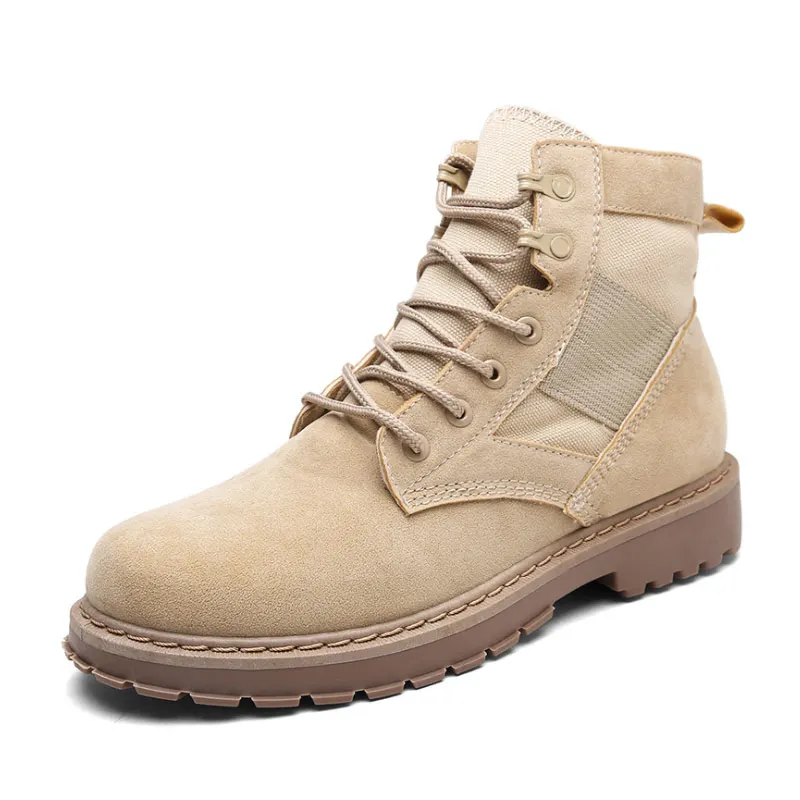 GOXPACER New Men Leather Boots British Work Vintage Fashion Shoes High-Top Military Waterproof Martin | Обувь