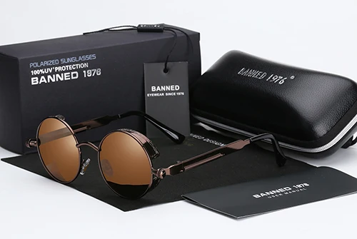 bronze HD поляризованные круглые металлические солнцезащитные очки uv400 Мужские Солнцезащитные очки feminin Женские винтажные gafas de sol металлические очки с коробкой - Цвет линз: bronze