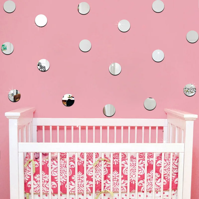 Круглые зеркальные наклейки 3D круглые мини-стикеры на стену акриловые для