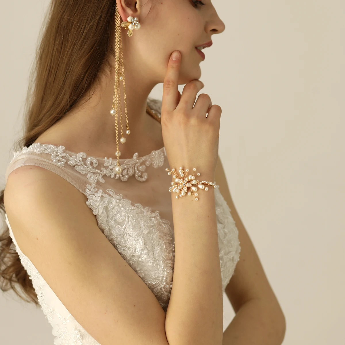 Rosebridal Золотой невесты наручные жемчужные платья Элегантное платье без бретелек