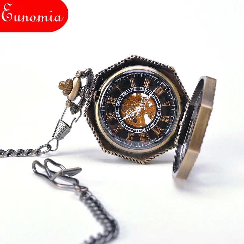 Шестигранные бронзовые римские цифры цепочка для ключей ожерелье Механические