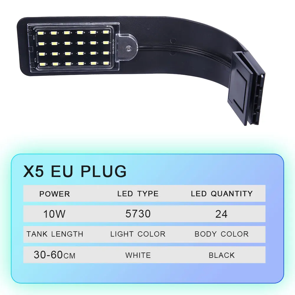 X5 Black US Plug Супер тонкий светодиодный свет аквариума освещения растений светать 5 Вт/10 Вт/15 Вт водных растений освещения водонепроницаемый клип на лампы для аквариума светильники лампа для аквариума фары освещение - Цвет: X5 Black US Plug