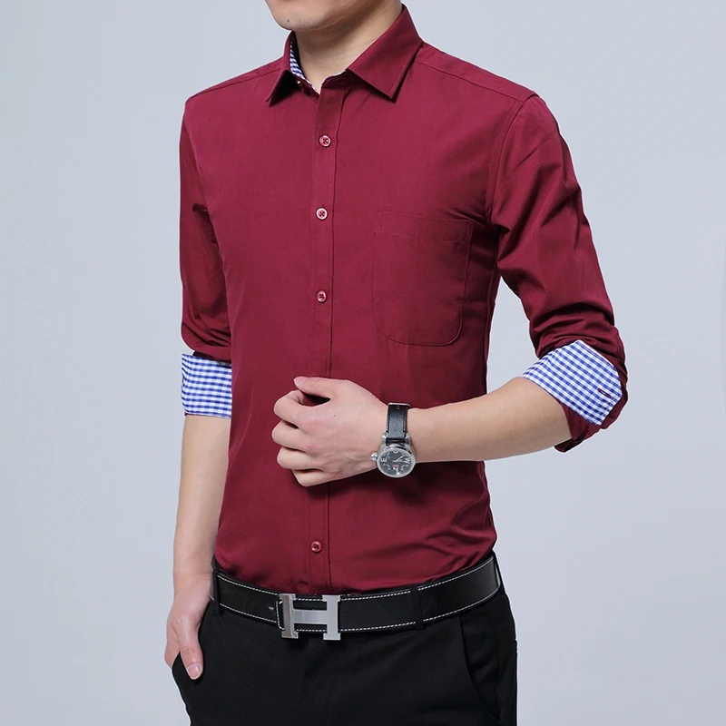 CalrtyAsa Work Office Men Shirt Long Sleeve Shirts For 2018 Plaid Collar Slim Fit Business Mens Chemises M-5XL | Мужская одежда