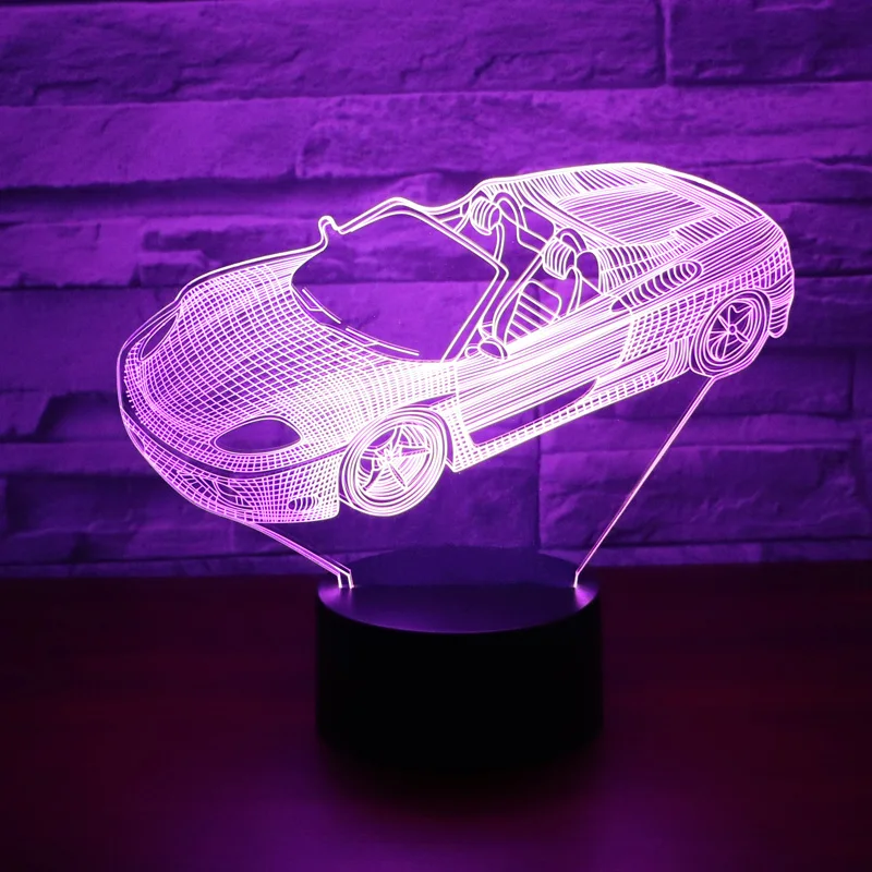 

3D LED Night Light Roadster Sports Car with 7 Colors Light for Home Decoration Lamp Amazing Visualization Optical Illusion