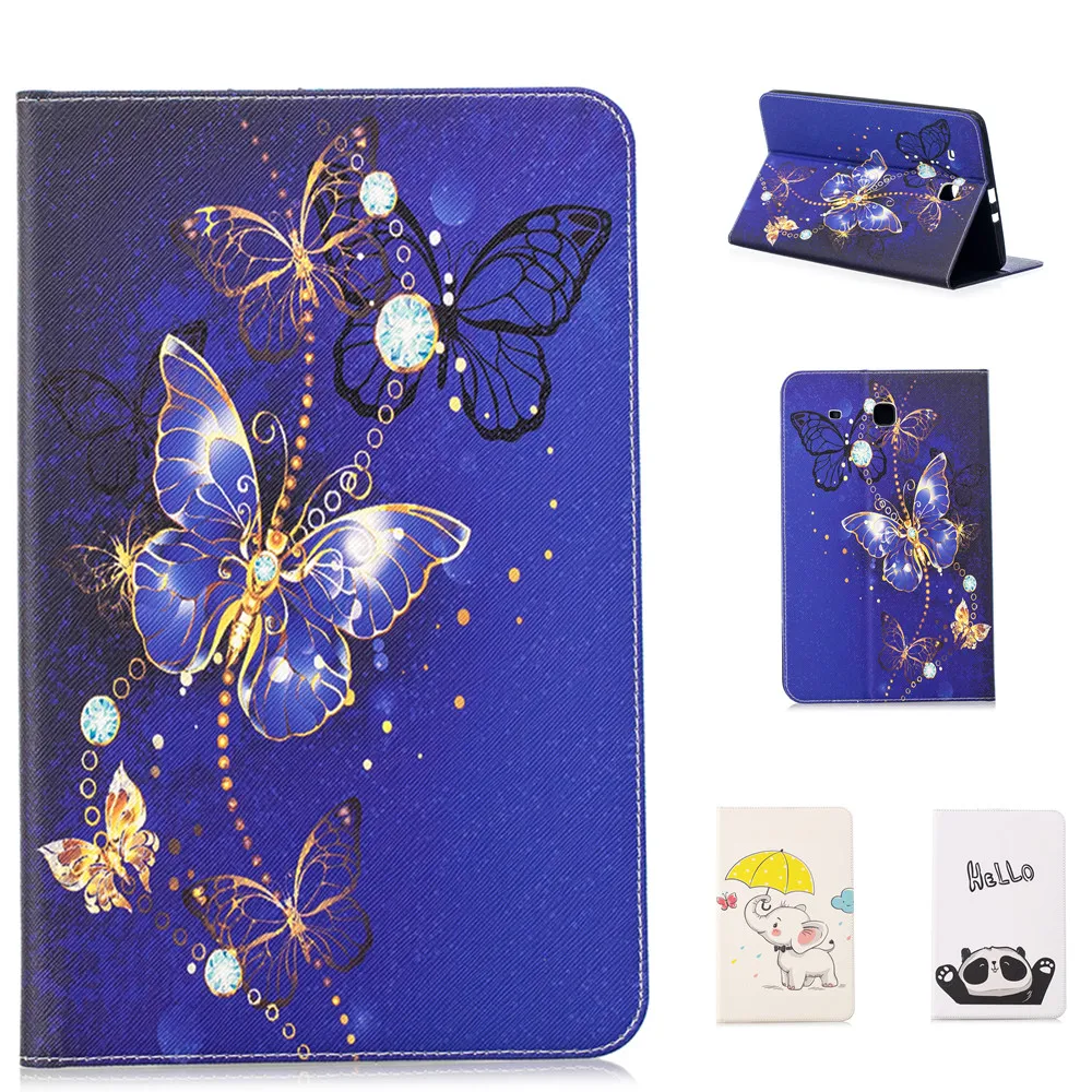 Фиолетовый Золотая бабочка шаблон чехол для планшета Samsung Galaxy Tab E 9 6 T560 T561 Smart Cover