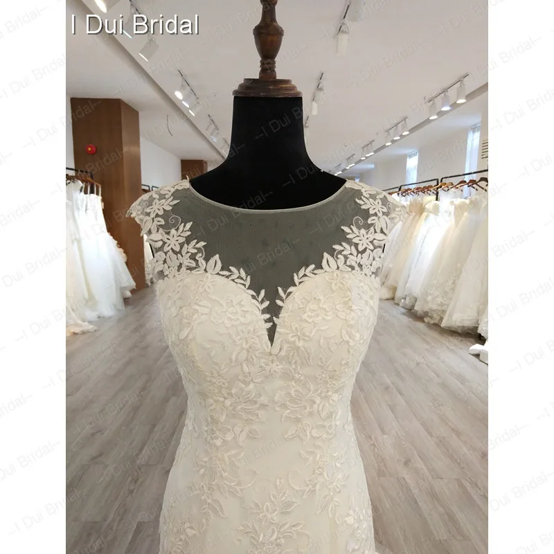 Crystal Tassel Wedding Dress A line Lace Appliqued Bridal Gown Factory Real Photo