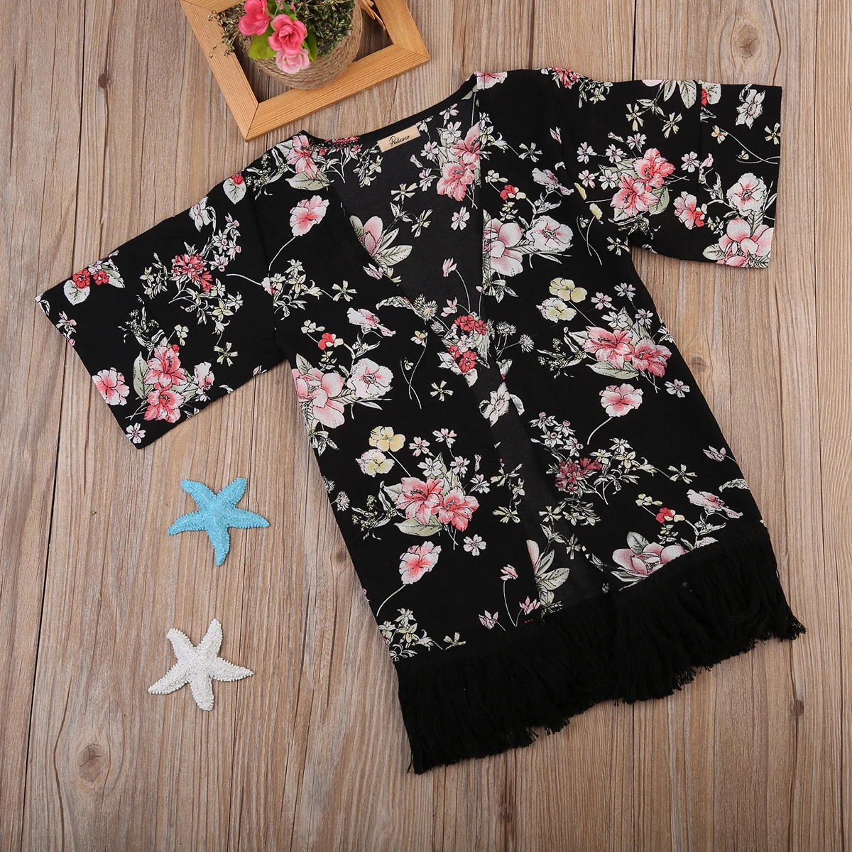 Floral Toddler Kids Girls Coat Fashion Infant Baby Summer Tassel Chiffon Cardigan Outfits Kimonos Sunsuit Cover | Детская одежда и