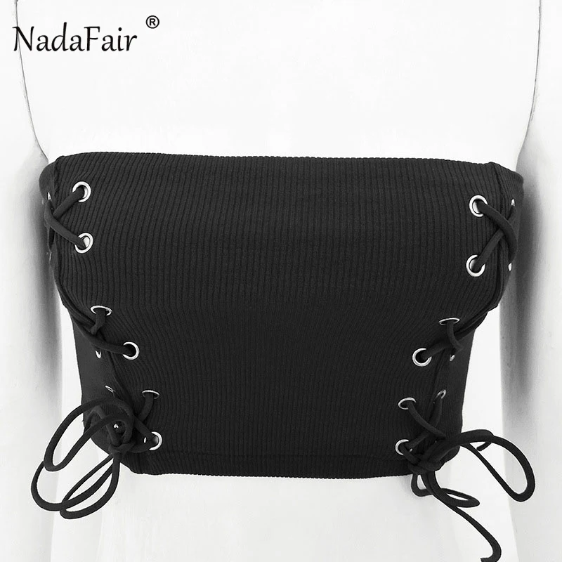 Nadafair 2018 новые сексуальные кружевные без бретелек обёрточная кроп Топы женские