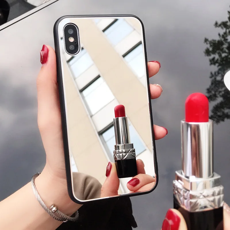Стеклянный зеркальный чехол для мобильных телефонов чехлы iPhone X 7 6 S 8 Plus XR XS MXA i