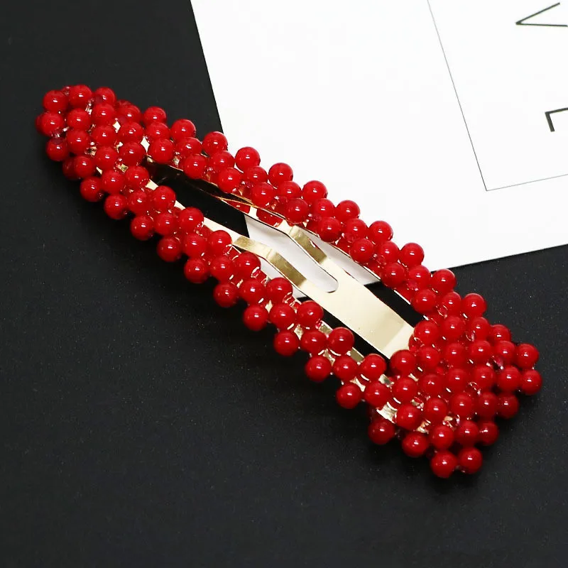 Женская заколка для волос красного цвета с жемчугом Шпилька аксессуары укладки