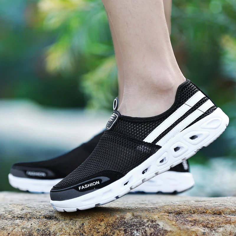 Men Shoes Summer Slip on New Korean Style Fashion Outdoor Footwear Black Human Race Couple Loafers | Обувь