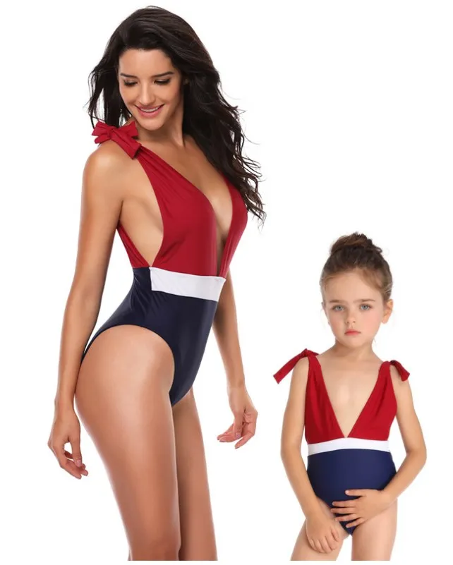 Купальники для мамы и дочки купальный Купальник-бикини семейная одежда с