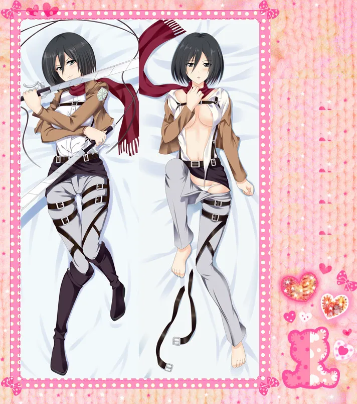Аниме мультфильм Атака Титанов Shingeki No Kyojin двойной подушник Обнимание чехол