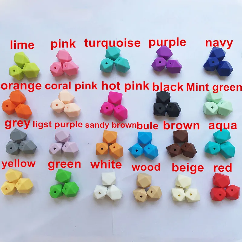 50 силиконовых бусин без бисфенола А для пищевых продуктов (18 мм геометрический