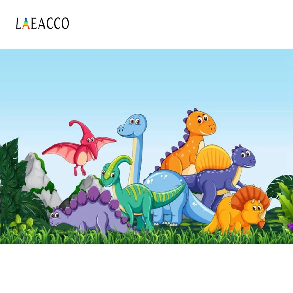 Laeacco мультфильм Динозавры фотографии фоны для детской вечеринки день рождения портрет на заказ фотографические фоны для фотостудии