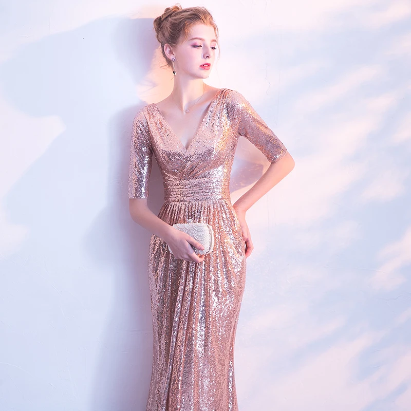 CEEWHY/длинное платье с v-образным вырезом для выпускного вечера Vestido de Festa длинное