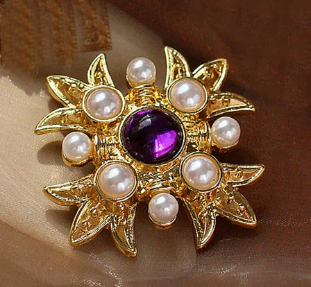 brooch Ретро стиль имитация жемчуга Смола Крест Мода брошь 925 Серебряные иглы сережки-гвоздики, ухо клип костюм женские рождественские подарки - Окраска металла: brooch
