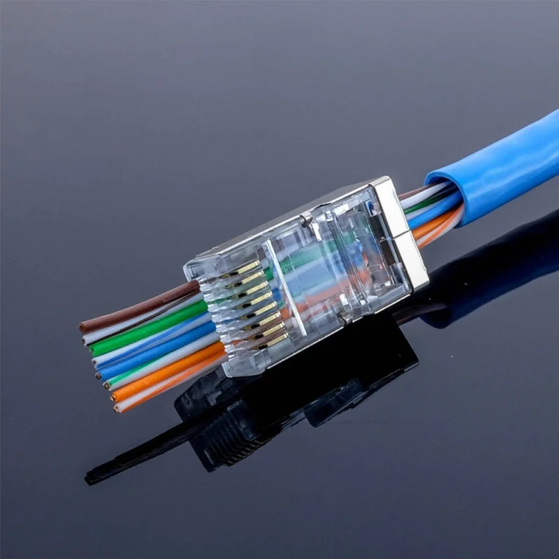 50pcs 1.03mm Hole Diameter RJ45 shielded connector cat5e Cat6 network rj45 Connector Plugs | Компьютеры и офис