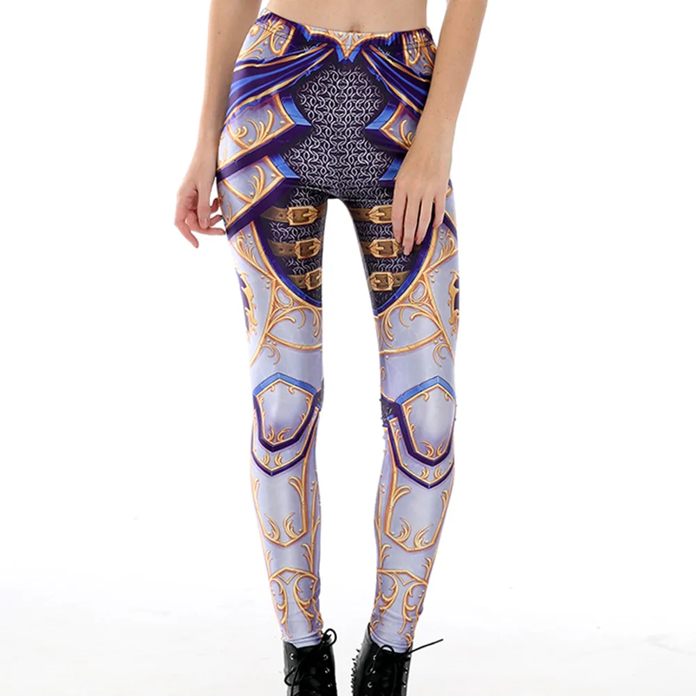 

Women Armor Print Purple Casual Slim Leggings Pants For Female Plus Size Fashion Digital Printing Fitness Skinny Pencil Trousers