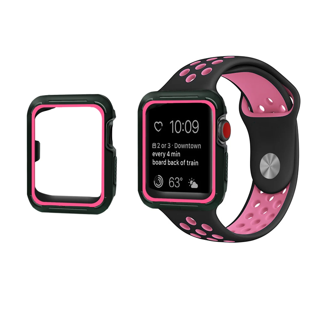 BUMVOR спортивный силиконовый чехол Микки ремешок для Apple watch 40/38 мм защитный iWatch shell