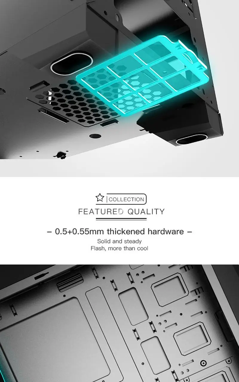 Aigo PC чехол для компьютера шасси светодиодный чехол s Tower акриловое окно мини настольный компьютер поддержка процессора кулер вентилятор габинет геймер чехол
