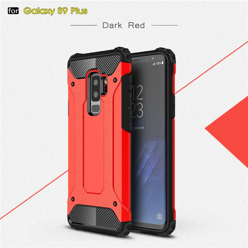 Красный Прочный бронированный чехол для samsung Galaxy S9 плюс S5 S6 S7 край S8 Note 4 5 8 9 A5 A6 A7 A8 A520 Жесткий ПК противоударный чехол - Цвет: Красный