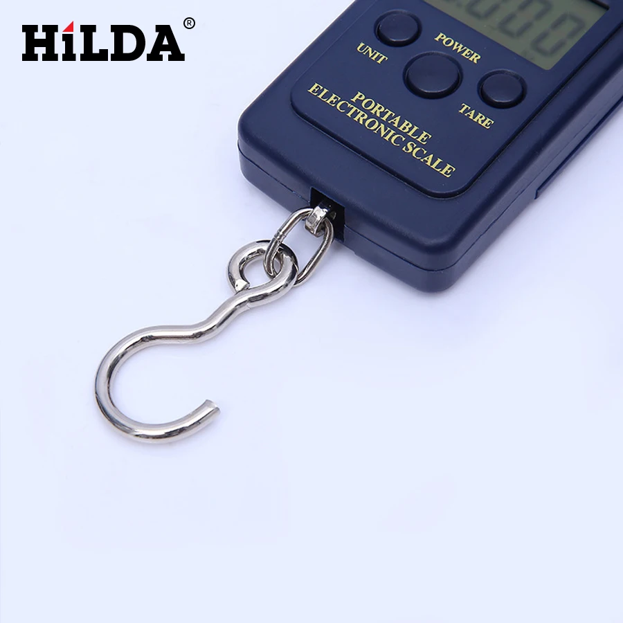 Цифровые весы HILDA 40 кг с ЖК дисплеем точные для багажа электронные крючком