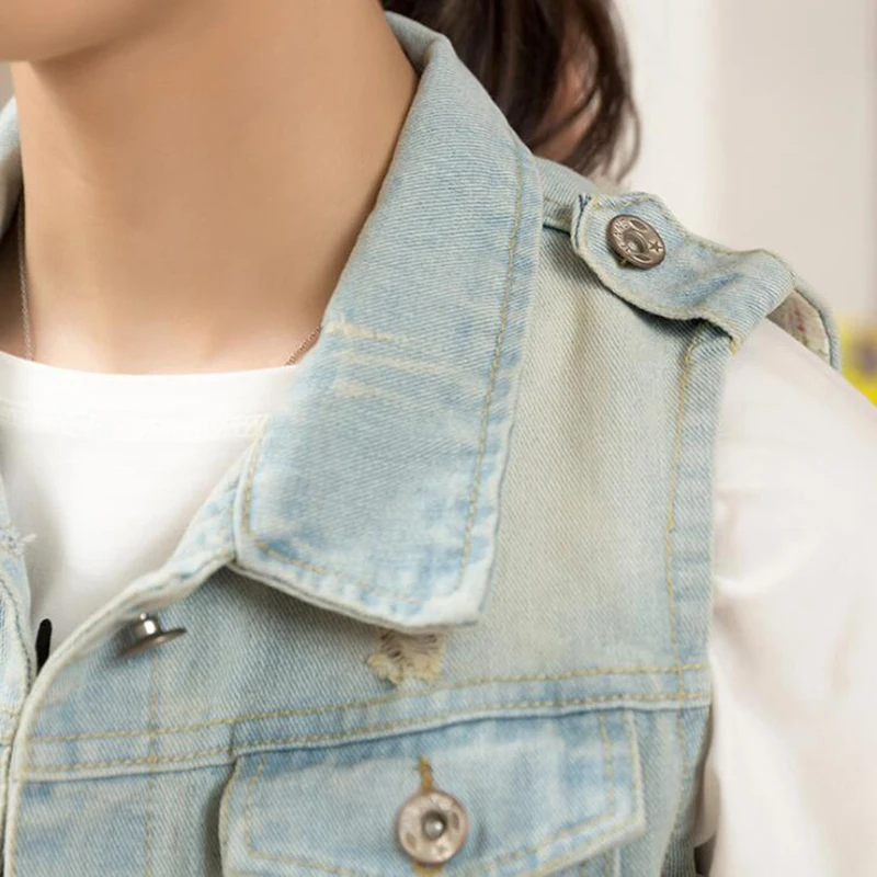 Женский короткий топ винтажный с дырками на кнопках|denim tank|women crop topwomen fashion top |