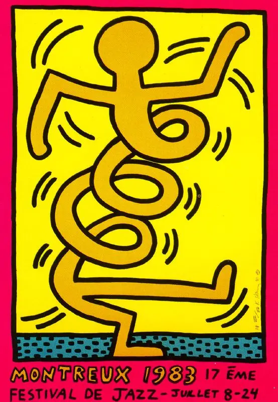 Кит Харинг Поп Арт живопись Монтрё 1983 классические картины на холсте винтажные настенные плакаты Наклейки домашний Декор подарок - Цвет: Красный