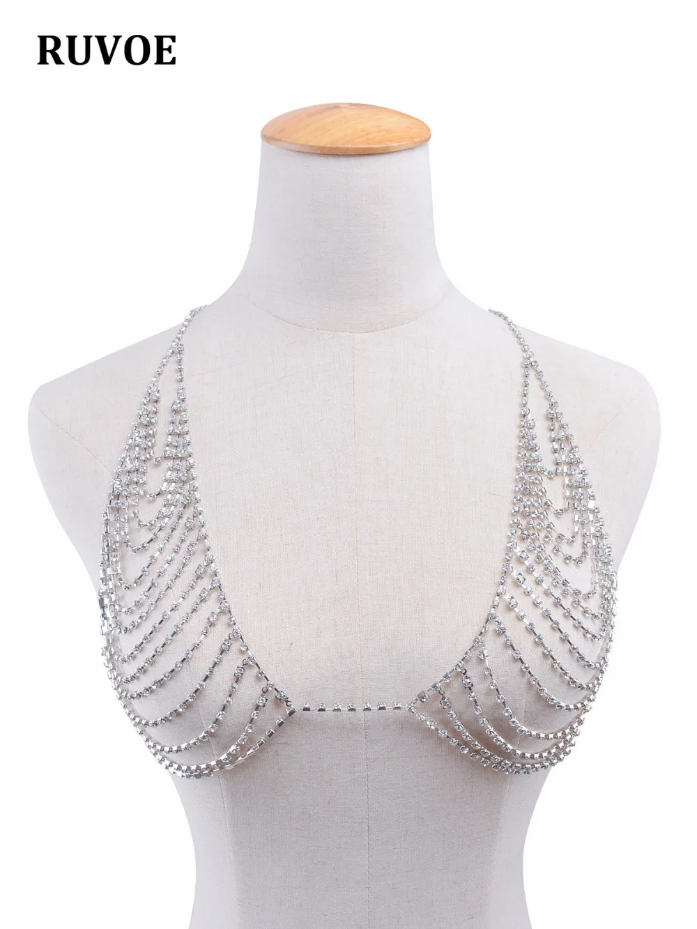 Стразы Хрустальный бюстгальтер бикини топ грудь живот кисточки цепочки