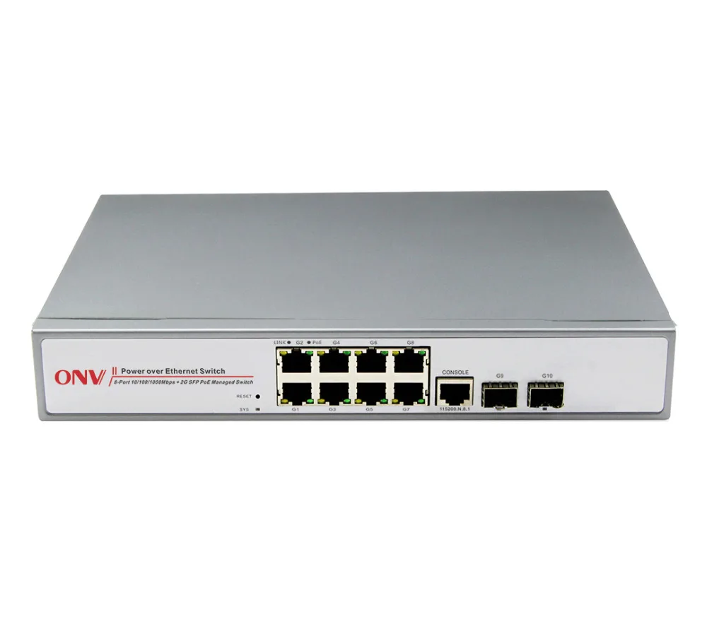 10 портовый гигабитный управляемый коммутатор питания через Ethernet с 8 Gigabit RJ45