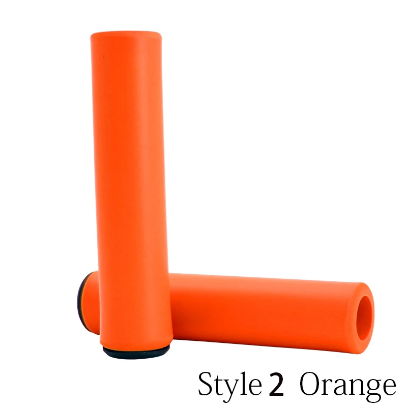 Orange Style2 Silica Горный велосипед противоскользящие ручки Губка Мягкий силиконовый MTB велосипеда руль грипса руля группа конец Алюминий Шестерни замок на Велоспорт Запчасти - Цвет: Orange Style2 Silica